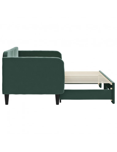 Divano Letto con Letto Estraibile Verde Scuro 80x200cm Velluto