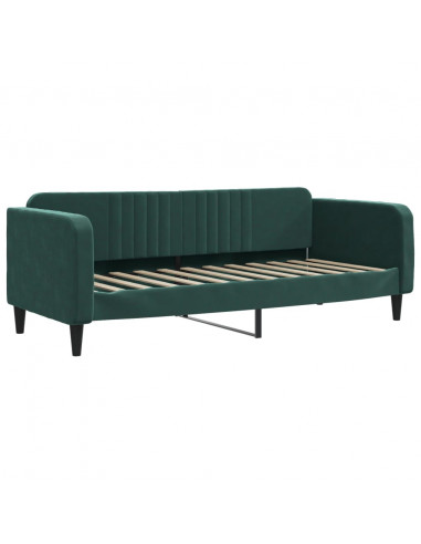 Divano Letto con Letto Estraibile Verde Scuro 80x200cm Velluto