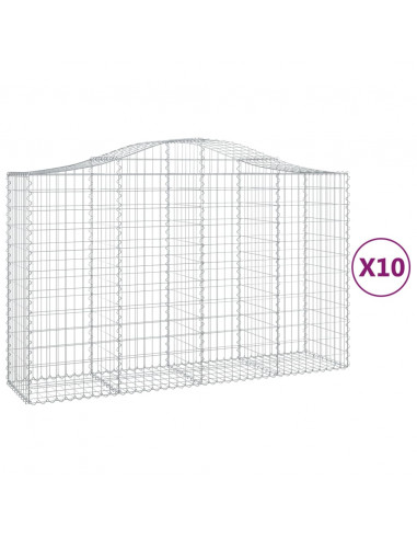 Cesti Gabbioni ad Arco 10 pz 200x50x120/140 cm Ferro Zincato