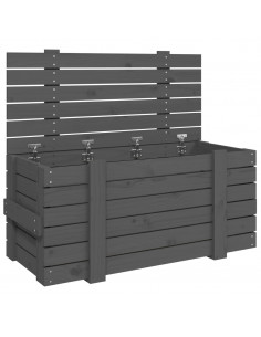 Contenitore Portaoggetti Grigio 91x40,5x42 cm Massello di Pino 2