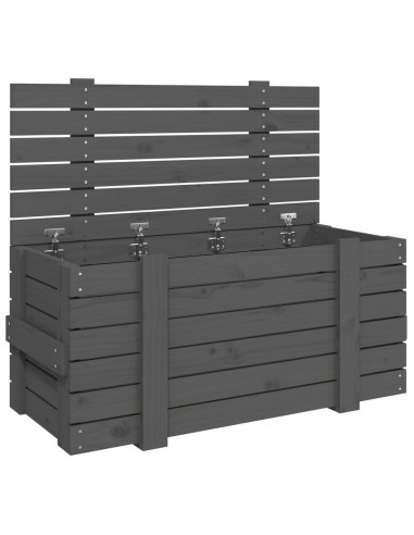 Contenitore Portaoggetti Grigio 91x40,5x42 cm Massello di Pino