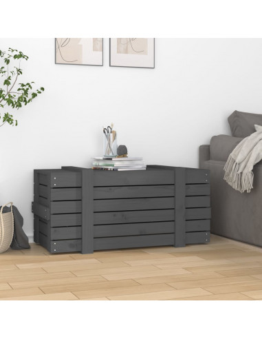 Contenitore Portaoggetti Grigio 91x40,5x42 cm Massello di Pino