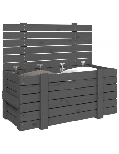 Contenitore Portaoggetti Grigio 91x40,5x42 cm Massello di Pino