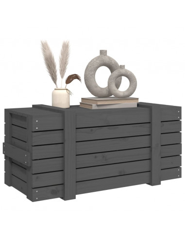 Contenitore Portaoggetti Grigio 91x40,5x42 cm Massello di Pino
