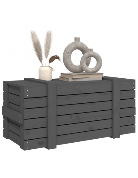 Contenitore Portaoggetti Grigio 91x40,5x42 cm Massello di Pino