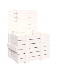 Contenitore Portaoggetti Bianco 58x40,5x42 cm Massello di Pino 2