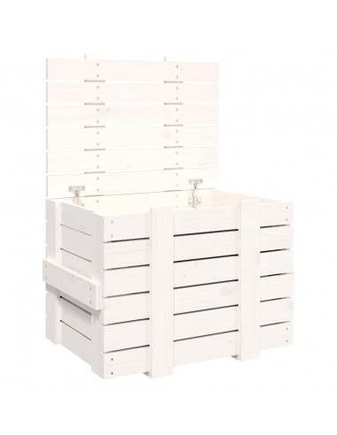 Contenitore Portaoggetti Bianco 58x40,5x42 cm Massello di Pino