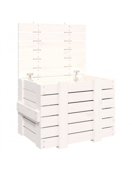 Contenitore Portaoggetti Bianco 58x40,5x42 cm Massello di Pino