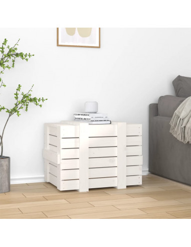 Contenitore Portaoggetti Bianco 58x40,5x42 cm Massello di Pino