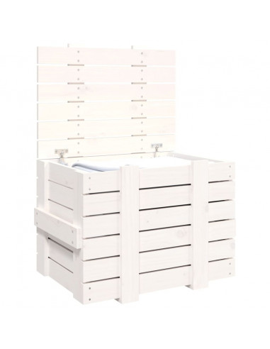 Contenitore Portaoggetti Bianco 58x40,5x42 cm Massello di Pino
