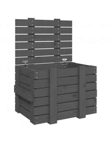 Contenitore Portaoggetti Grigio 58x40,5x42 cm Massello di Pino