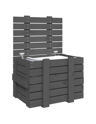 Contenitore Portaoggetti Grigio 58x40,5x42 cm Massello di Pino