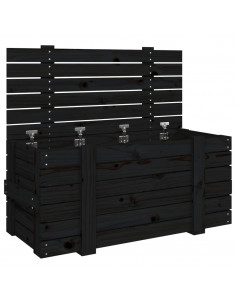 Contenitore Portaoggetti Nero 91x40,5x42 cm Legno Massello Pino 2