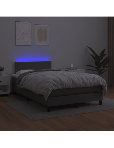 Giroletto Molle con Materasso e LED Grigio 120x190cm Similpelle