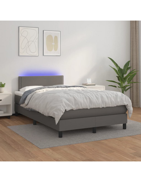 Giroletto Molle con Materasso e LED Grigio 120x190cm Similpelle
