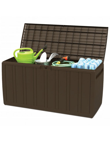 Baule Mobile Contenitore Cuscini Marrone 117x45,5x57,5 cm 270 L