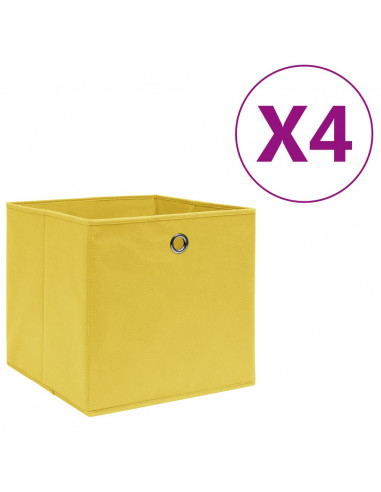 Contenitori 4 pz in Tessuto non Tessuto 28x28x28 cm Giallo