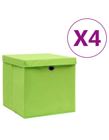 Contenitori con Coperchi 4 pz 28x28x28 cm Verde
