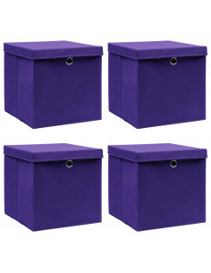 Contenitori con Coperchi 4 pz 28x28x28 cm Viola 2