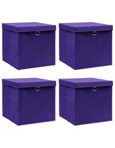 Contenitori con Coperchi 4 pz 28x28x28 cm Viola