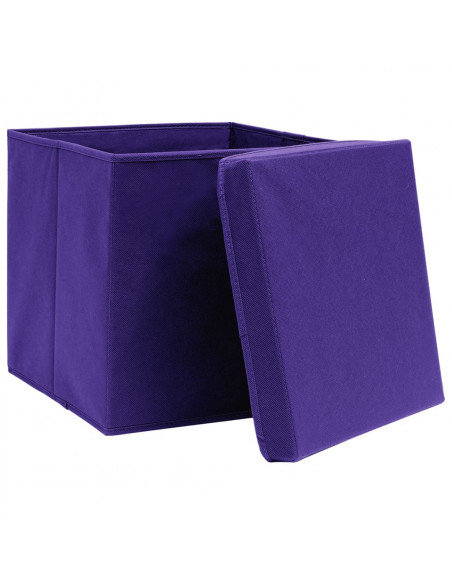 Contenitori con Coperchi 4 pz 28x28x28 cm Viola