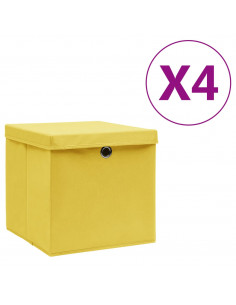 Contenitori con Coperchi 4 pz 28x28x28 cm Giallo 2