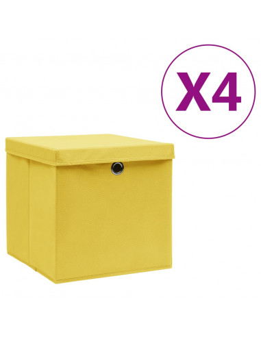 Contenitori con Coperchi 4 pz 28x28x28 cm Giallo