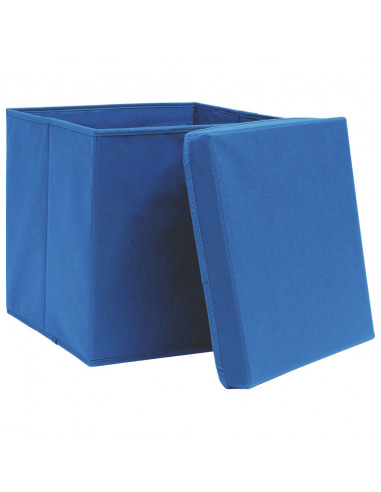 Contenitori con Coperchi 4 pz 28x28x28 cm Blu
