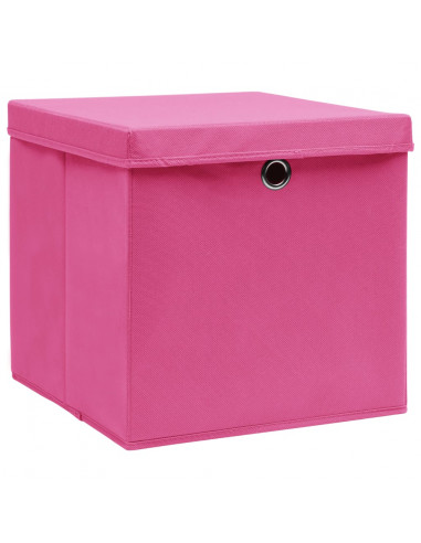 Contenitori con Coperchi 4 pz 28x28x28 cm Rosa