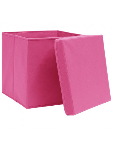 Contenitori con Coperchi 4 pz 28x28x28 cm Rosa