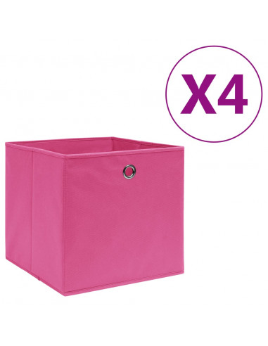 Contenitori 4 pz in Tessuto non Tessuto 28x28x28 cm Rosa
