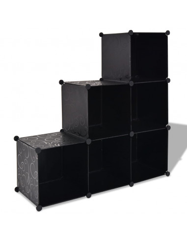 Armadio Salvaspazio a Cubo con 6 Scomparti Nero