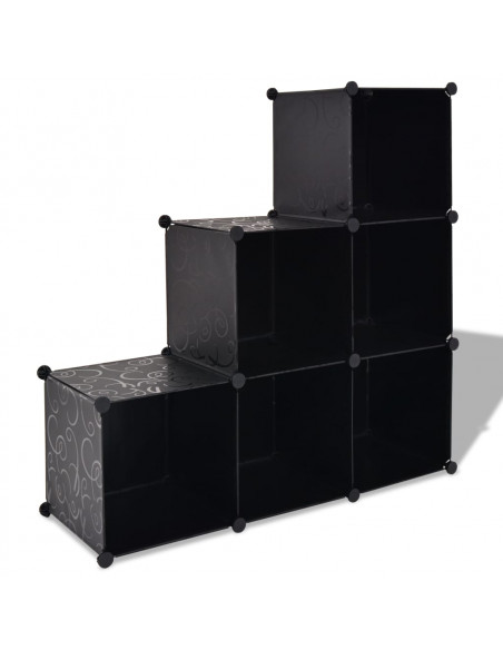 Armadio Salvaspazio a Cubo con 6 Scomparti Nero