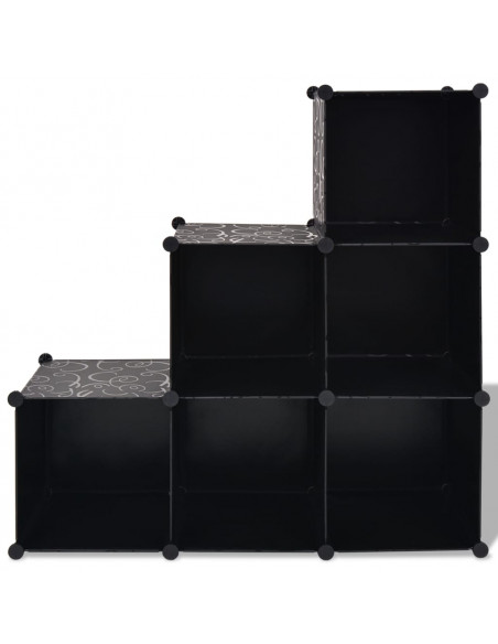 Armadio Salvaspazio a Cubo con 6 Scomparti Nero