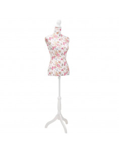 Busto Sartoriale Donna Manichino Cottone Bianco con Rose 2