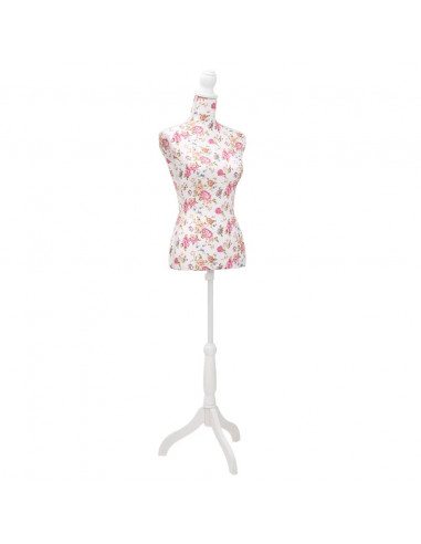 Busto Sartoriale Donna Manichino Cottone Bianco con Rose