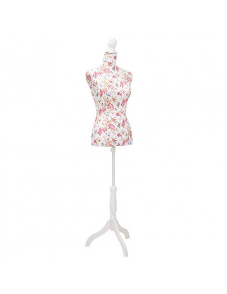 Busto Sartoriale Donna Manichino Cottone Bianco con Rose