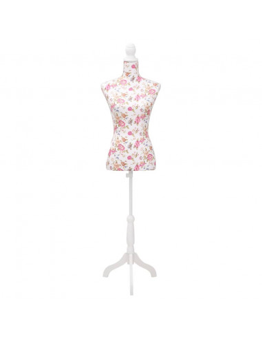 Busto Sartoriale Donna Manichino Cottone Bianco con Rose