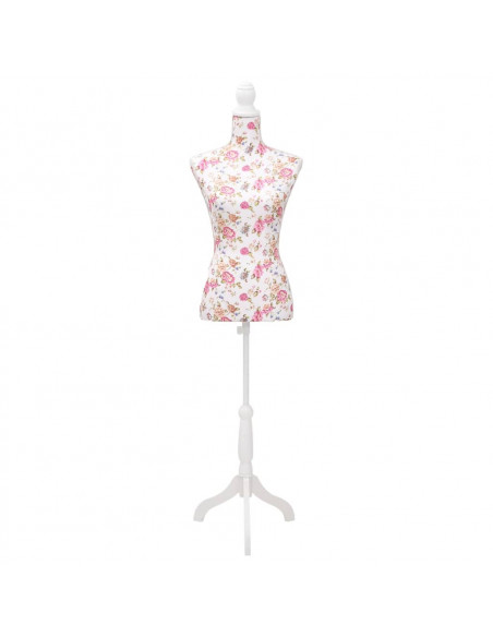 Busto Sartoriale Donna Manichino Cottone Bianco con Rose