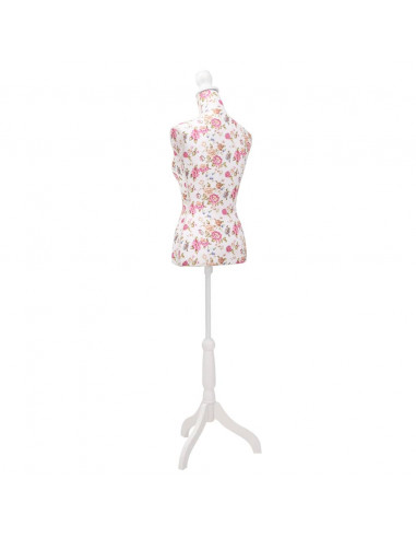 Busto Sartoriale Donna Manichino Cottone Bianco con Rose