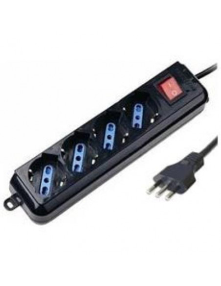 Digitus Multipresa 4*prese ITA/Schuko 10/16A con interruttore e spina 16A Nero