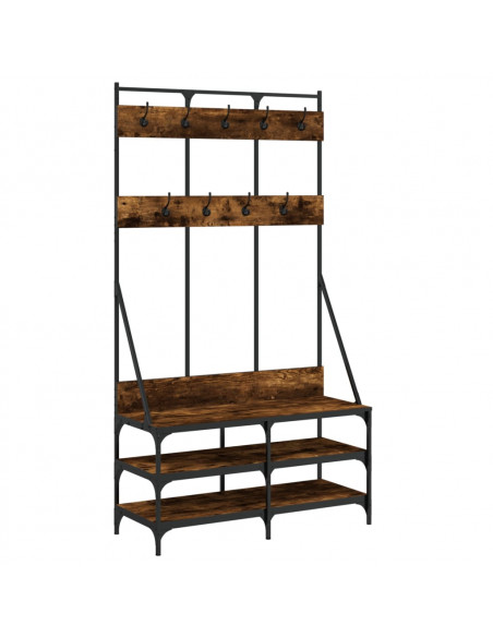 Appendiabiti con Porta Scarpe Rovere Fumo 100x40x184 cm