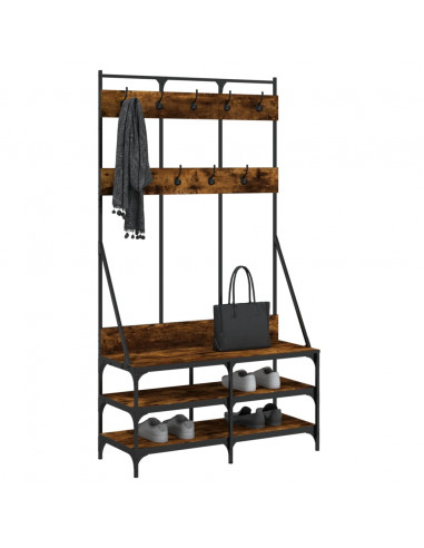 Appendiabiti con Porta Scarpe Rovere Fumo 100x40x184 cm