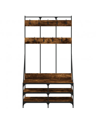 Appendiabiti con Porta Scarpe Rovere Fumo 100x40x184 cm