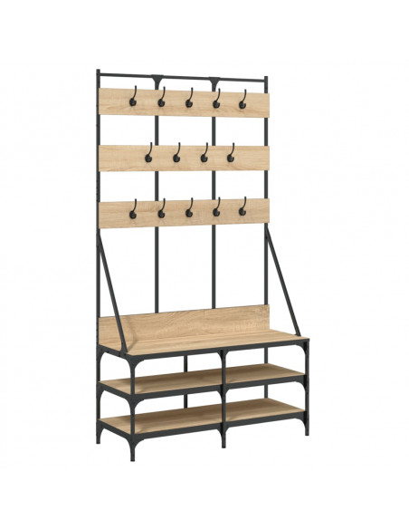 Appendiabiti con Porta Scarpe Rovere Sonoma 100x40x184 cm