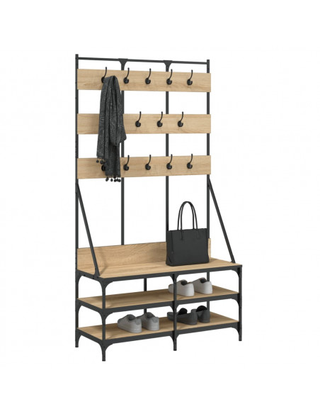 Appendiabiti con Porta Scarpe Rovere Sonoma 100x40x184 cm