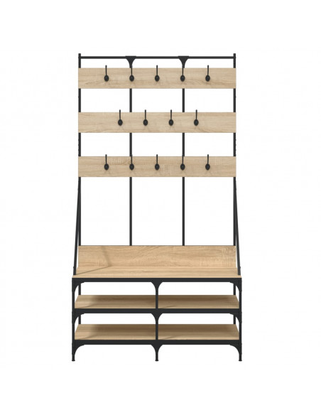 Appendiabiti con Porta Scarpe Rovere Sonoma 100x40x184 cm