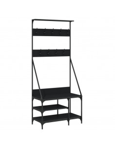 Appendiabiti con Porta Scarpe Nero 80x40x184 cm 2