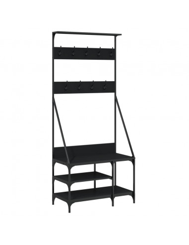 Appendiabiti con Porta Scarpe Nero 80x40x184 cm