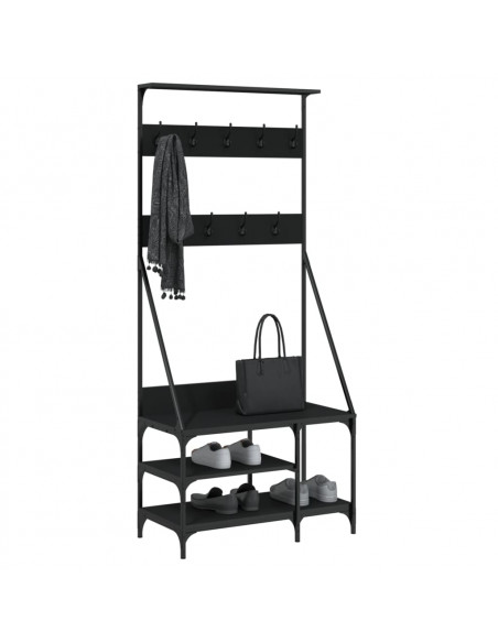 Appendiabiti con Porta Scarpe Nero 80x40x184 cm